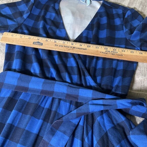 Draper James Buffalo Plaid Checkered Wrap Dress size Small S Blue - Picture 10 of 15
